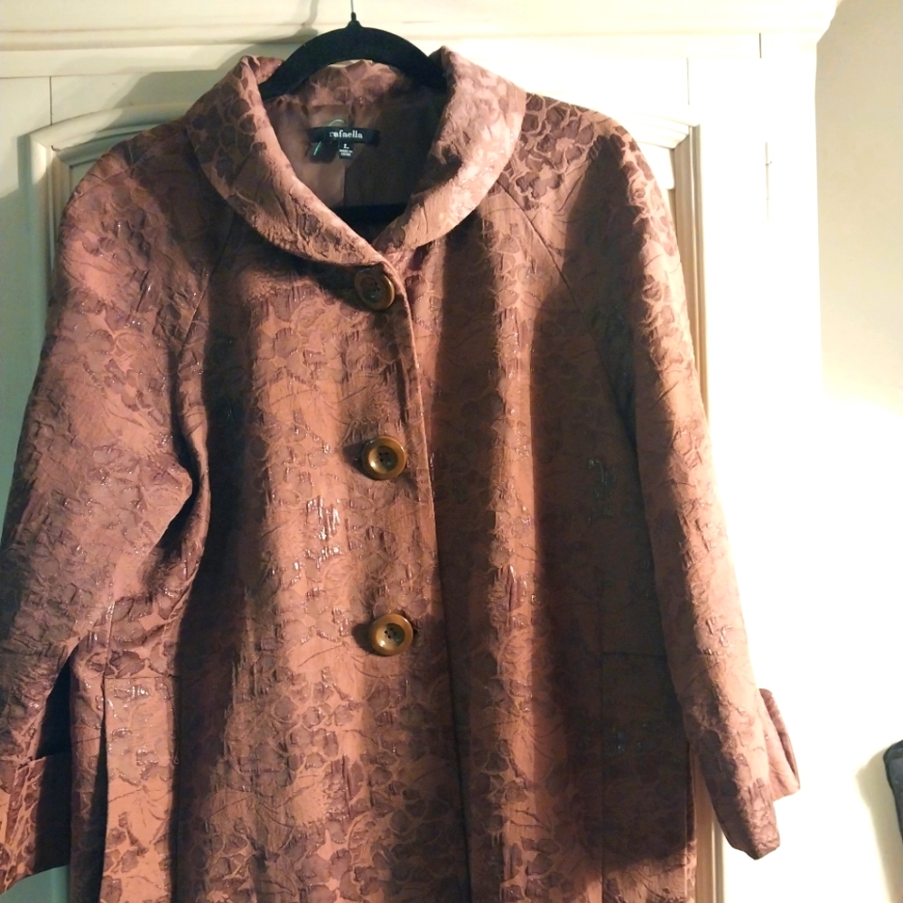 Rafaella ShinnyWarm Brown Plush Trench Coat/Businees Coat with Cozy Shawl Collar